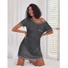 Ekouaer 3 Pack Nightgowns for Women Short Sleeve Sleep Shirt Soft Sleepwear | T shirt Nightgown V Neck Nightshirts Soft Sleepwear Dress Ladies Pajama Dress Plus Size Sleeping Gown Comfy Nightdress(Black/Dark Grey/Light Grey Stripes)