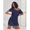Ekouaer 3 Pack Nightgowns for Women Short Sleeve Sleep Shirt Soft Sleepwear | T shirt Nightgown V Neck Nightshirts Soft Sleepwear Dress Ladies Pajama Dress Plus Size Sleeping Gown Comfy Nightdress(Black/Navy Blue/Butterfly)