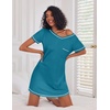 Ekouaer 3 Pack Nightgowns for Women Short Sleeve Sleep Shirt Soft Sleepwear | T shirt Nightgown V Neck Nightshirts Soft Sleepwear Dress Ladies Pajama Dress Plus Size Sleeping Gown Comfy Nightdress(Black/Blue Green/Cherry Blossoms)