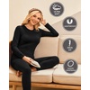 Ekouaer 3 Sets Thermal Underwear for Women Long Johns Long Sleeve Base Layer for Cold Weather S-XXL(Black/Grey/Christmas)