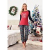 Ekouaer Christmas Pajamas for Women Cute Print Long Sleeve Pj Lounge Set | Soft Womens Christmas Pjs,Joggers Long Pants Sleepwear,2 Piece loungewear for Xmas,Holiday,Fall and Winter(Pat12_christmas Lights)