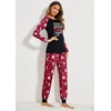 Ekouaer Christmas Pajamas for Women Cute Print Long Sleeve Pj Lounge Set | Soft Womens Christmas Pjs,Joggers Long Pants Sleepwear,2 Piece loungewear for Xmas,Holiday,Fall and Winter(Pat8_red Plaid Snowflake)