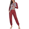 Ekouaer Christmas Pajamas for Women Cute Print Long Sleeve Pj Lounge Set | Soft Womens Christmas Pjs,Joggers Long Pants Sleepwear,2 Piece loungewear for Xmas,Holiday,Fall and Winter(Pattern5_red Plaid Fawn)