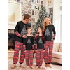 Ekouaer Family Christmas Pajamas Matching Sets Soft Long Sleeve for Womens Mens Kids Pjs Family Sleepwear Holiday Lounge Sets(Black-christmas Tree)