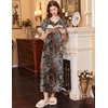 Ekouaer Long Nightgown Women’s Loungewear Short Sleeve Sleepwear Full Length Sleep Shirt with Pockets(Brown Leopard Print)