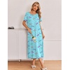 Ekouaer Long Nightgowns for Women 3 Pack Plus Size Short Sleeve House Dress | Ladies Night Gown V Neck Lounge Dress Plus Size Sleep Shirts Full Length Night Shirts Floral Moo Moos Soft Pajama Dress(Grey Coffee/Purple Star/Blue Butterfly)