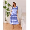 Ekouaer Long Nightgowns for Women 3 Pack Plus Size Short Sleeve House Dress | Ladies Night Gown V Neck Lounge Dress Plus Size Sleep Shirts Full Length Night Shirts Floral Moo Moos Soft Pajama Dress(Tie Dye Blue/White Floral/Green Flower)