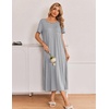 Ekouaer Long Nightgowns for Women 3 Pack Plus Size Short Sleeve House Dress | Ladies Night Gown V Neck Lounge Dress Plus Size Sleep Shirts Full Length Night Shirts Floral Moo Moos Soft Pajama Dress(Black/Grey/Grey Stripe)