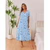 Ekouaer Long Nightgowns for Women 3 Pack Plus Size Short Sleeve House Dress | Ladies Night Gown V Neck Lounge Dress Plus Size Sleep Shirts Full Length Night Shirts Floral Moo Moos Soft Pajama Dress(Blue Moon Star/Purple Star/Pink Floral)