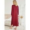 Ekouaer Long Nightgowns for Women Long Sleeve House Dress with Pockets | Warm Fabric,V Neck with 3 Buttons,Color Block Raglan Sleeve,Full Length Night Gown,Nightshirt for Thanksgiving,Christmas(Red & Black Plaid)