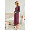 Ekouaer Long Nightgowns for Women Long Sleeve House Dress with Pockets | Warm Fabric,V Neck with 3 Buttons,Color Block Raglan Sleeve,Full Length Night Gown,Nightshirt for Thanksgiving,Christmas(Wine Red)