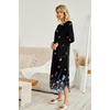 Ekouaer Long Nightgowns for Women Long Sleeve House Dress with Pockets | Warm Fabric,V Neck with 3 Buttons,Color Block Raglan Sleeve,Full Length Night Gown,Nightshirt for Thanksgiving,Christmas(Black Butterfly)