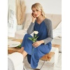 Ekouaer Long Nightgowns for Women Long Sleeve House Dress with Pockets | Warm Fabric,V Neck with 3 Buttons,Color Block Raglan Sleeve,Full Length Night Gown,Nightshirt for Thanksgiving,Christmas(Blue)
