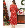 Ekouaer Long Nightgowns for Women Long Sleeve House Dress with Pockets | Warm Fabric,V Neck with 3 Buttons,Color Block Raglan Sleeve,Full Length Night Gown,Nightshirt for Thanksgiving,Christmas(Red Christmas)