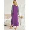 Ekouaer Long Nightgowns for Women Long Sleeve House Dress with Pockets | Warm Fabric,V Neck with 3 Buttons,Color Block Raglan Sleeve,Full Length Night Gown,Nightshirt for Thanksgiving,Christmas(Purple)