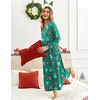 Ekouaer Long Nightgowns for Women Long Sleeve House Dress with Pockets | Warm Fabric,V Neck with 3 Buttons,Color Block Raglan Sleeve,Full Length Night Gown,Nightshirt for Thanksgiving,Christmas(Green Christmas)