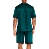 Ekouaer Men Silk Pajamas Set 2 Pieces Satin Pj Button Down Loungewear Sets | Shirt and Shorts,Sleepwear,Drawstring,Pockets,Short Sleeve,Matching Set,Breathable,Soft,Men’s Gift for Birthday,Summer,Fall(Lake Green)