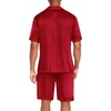 Ekouaer Men Silk Pajamas Set 2 Pieces Satin Pj Button Down Loungewear Sets | Shirt and Shorts,Sleepwear,Drawstring,Pockets,Short Sleeve,Matching Set,Breathable,Soft,Men’s Gift for Birthday,Summer,Fall(Red Striped)