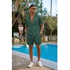 Ekouaer Men Silk Pajamas Set 2 Pieces Satin Pj Button Down Loungewear Sets | Shirt and Shorts,Sleepwear,Drawstring,Pockets,Short Sleeve,Matching Set,Breathable,Soft,Men’s Gift for Birthday,Summer,Fall(Green Striped)