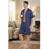 Ekouaer Men Silk Pajamas Set 2 Pieces Satin Pj Button Down Loungewear Sets | Shirt and Shorts,Sleepwear,Drawstring,Pockets,Short Sleeve,Matching Set,Breathable,Soft,Men’s Gift for Birthday,Summer,Fall(Blue Striped)