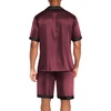 Ekouaer Men Silk Pajamas Set 2 Pieces Satin Pj Button Down Loungewear Sets | Shirt and Shorts,Sleepwear,Drawstring,Pockets,Short Sleeve,Matching Set,Breathable,Soft,Men’s Gift for Birthday,Summer,Fall(Wine Red)