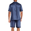 Ekouaer Men Silk Pajamas Set 2 Pieces Satin Pj Button Down Loungewear Sets | Shirt and Shorts,Sleepwear,Drawstring,Pockets,Short Sleeve,Matching Set,Breathable,Soft,Men’s Gift for Birthday,Summer,Fall(Navy Blue Geometry)