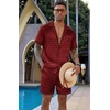Ekouaer Men Silk Pajamas Set 2 Pieces Satin Pj Button Down Loungewear Sets | Shirt and Shorts,Sleepwear,Drawstring,Pockets,Short Sleeve,Matching Set,Breathable,Soft,Men’s Gift for Birthday,Summer,Fall(Burgundy Black)