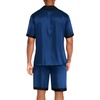 Ekouaer Men Silk Pajamas Set 2 Pieces Satin Pj Button Down Loungewear Sets | Shirt and Shorts,Sleepwear,Drawstring,Pockets,Short Sleeve,Matching Set,Breathable,Soft,Men’s Gift for Birthday,Summer,Fall(Navy Blue)