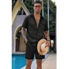 Ekouaer Men Silk Pajamas Set 2 Pieces Satin Pj Button Down Loungewear Sets | Shirt and Shorts,Sleepwear,Drawstring,Pockets,Short Sleeve,Matching Set,Breathable,Soft,Men’s Gift for Birthday,Summer,Fall(Stripe Black)