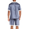 Ekouaer Men Silk Pajamas Set 2 Pieces Satin Pj Button Down Loungewear Sets | Shirt and Shorts,Sleepwear,Drawstring,Pockets,Short Sleeve,Matching Set,Breathable,Soft,Men’s Gift for Birthday,Summer,Fall(Blue Plaid)