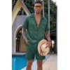 Ekouaer Men Silk Pajamas Set 2 Pieces Satin Pj Button Down Loungewear Sets | Shirt and Shorts,Sleepwear,Drawstring,Pockets,Short Sleeve,Matching Set,Breathable,Soft,Men’s Gift for Birthday,Summer,Fall(Green Striped)