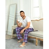 Ekouaer Men’s Pajama Pants Plaid Lounge Pants Soft Pj Bottoms with Pockets | Mens Plaid Pajama Pants,Mens Pj Pants with Pockets & Drawstring,Long Lounge Pants,Christmas Pj Bottoms,Unisex Pajama Bottoms(Red and Blue Plaid)