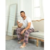 Ekouaer Men’s Pajama Pants Plaid Lounge Pants Soft Pj Bottoms with Pockets | Mens Plaid Pajama Pants,Mens Pj Pants with Pockets & Drawstring,Long Lounge Pants,Christmas Pj Bottoms,Unisex Pajama Bottoms(Brown and White Plaid)