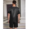 Ekouaer Mens Pajamas Set 2 Piece Silk Pjs Sets Button Down Loungewear | Satin Sleepwear, Summer Fall Homewear, Short Sleeve Tops and Shorts with Pockets(Black)
