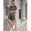 Ekouaer Mens Pajamas Set 2 Piece Silk Pjs Sets Button Down Loungewear | Satin Sleepwear, Summer Fall Homewear, Short Sleeve Tops and Shorts with Pockets(Dark Gray)