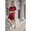 Ekouaer Mens Pajamas Set 2 Piece Silk Pjs Sets Button Down Loungewear | Satin Sleepwear, Summer Fall Homewear, Short Sleeve Tops and Shorts with Pockets(Wine Red)
