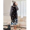 Ekouaer Nightgown Women Long Sleeve Sleepwear Full Length Long Nightshirt Soft Loungewear Pajama Dress S-4XL(Black Butterfly)