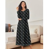 Ekouaer Nightgown Women Long Sleeve Sleepwear Full Length Long Nightshirt Soft Loungewear Pajama Dress S-4XL(Black Daisy)