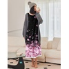 Ekouaer Nightgown Women Long Sleeve Sleepwear Full Length Long Nightshirt Soft Loungewear Pajama Dress S-4XL(Black Sakura)