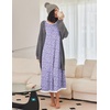 Ekouaer Nightgown Women Long Sleeve Sleepwear Full Length Long Nightshirt Soft Loungewear Pajama Dress S-4XL(Purple Dots)