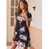 Ekouaer Nightgowns for Women 2 Pack Night Gowns Button Down Sleep Shirts | Soft Fabric,2 Pack Night Shirts,Short Sleeve Pajama Dress,Labor and Delivery Gown,Perfect for Sleep,Postpartum,Nursing(Navy/Black Floral)