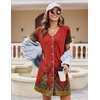Ekouaer Nightgowns for Women 2 Pack Night Gowns Button Down Sleep Shirts | Soft Fabric,2 Pack Night Shirts,Short Sleeve Pajama Dress,Labor and Delivery Gown,Perfect for Sleep,Postpartum,Nursing(Black/Red Feather)