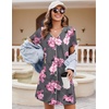 Ekouaer Nightgowns for Women 2 Pack Night Gowns Button Down Sleep Shirts | Soft Fabric,2 Pack Night Shirts,Short Sleeve Pajama Dress,Labor and Delivery Gown,Perfect for Sleep,Postpartum,Nursing(Grey Floral/Blue Star)