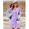 Ekouaer Nightgowns for Women 2 Pack Night Gowns Button Down Sleep Shirts | Soft Fabric,2 Pack Night Shirts,Short Sleeve Pajama Dress,Labor and Delivery Gown,Perfect for Sleep,Postpartum,Nursing(Black/Lilac White Florals)