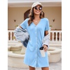 Ekouaer Nightgowns for Women 2 Pack Night Gowns Button Down Sleep Shirts | Soft Fabric,2 Pack Night Shirts,Short Sleeve Pajama Dress,Labor and Delivery Gown,Perfect for Sleep,Postpartum,Nursing(Black/Light Blue)