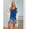 Ekouaer Nightgowns for Women Button Down Night Gown with Pockets | Short Sleeve Sleepshirt V Neck Night Shirt Soft Pajamas Dress Casual Sleepwear for Labor, Delivery, Maternity, Nursing(Blue Mandola)