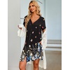 Ekouaer Nightgowns for Women Button Down Night Gown with Pockets | Short Sleeve Sleepshirt V Neck Night Shirt Soft Pajamas Dress Casual Sleepwear for Labor, Delivery, Maternity, Nursing(Black Butterfly)