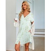 Ekouaer Nightgowns for Women Button Down Night Gown with Pockets | Short Sleeve Sleepshirt V Neck Night Shirt Soft Pajamas Dress Casual Sleepwear for Labor, Delivery, Maternity, Nursing(Floral Green)