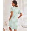 Ekouaer Nightgowns for Women Button Down Night Gown with Pockets | Short Sleeve Sleepshirt V Neck Night Shirt Soft Pajamas Dress Casual Sleepwear for Labor, Delivery, Maternity, Nursing(Floral Green)