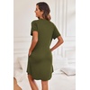 Ekouaer Nightgowns for Women Button Down Night Gown with Pockets | Short Sleeve Sleepshirt V Neck Night Shirt Soft Pajamas Dress Casual Sleepwear for Labor, Delivery, Maternity, Nursing(Army Green)